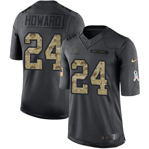 Nike Bears #24 Jordan Howard Black Youth Stitched NFL Limited 2016 Salute to Service Jersey